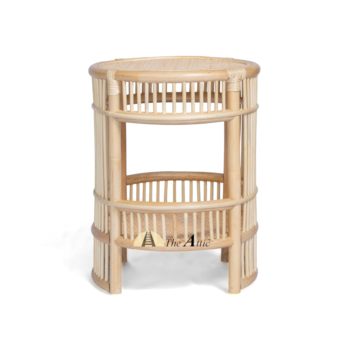 Serena 2-tier Natural Rattan Round Side Table, Rattan Furniture - The Attic Dubai