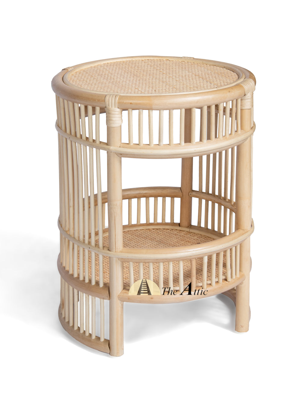 Serena 2-tier Natural Rattan Round Side Table, Rattan Furniture - The Attic Dubai