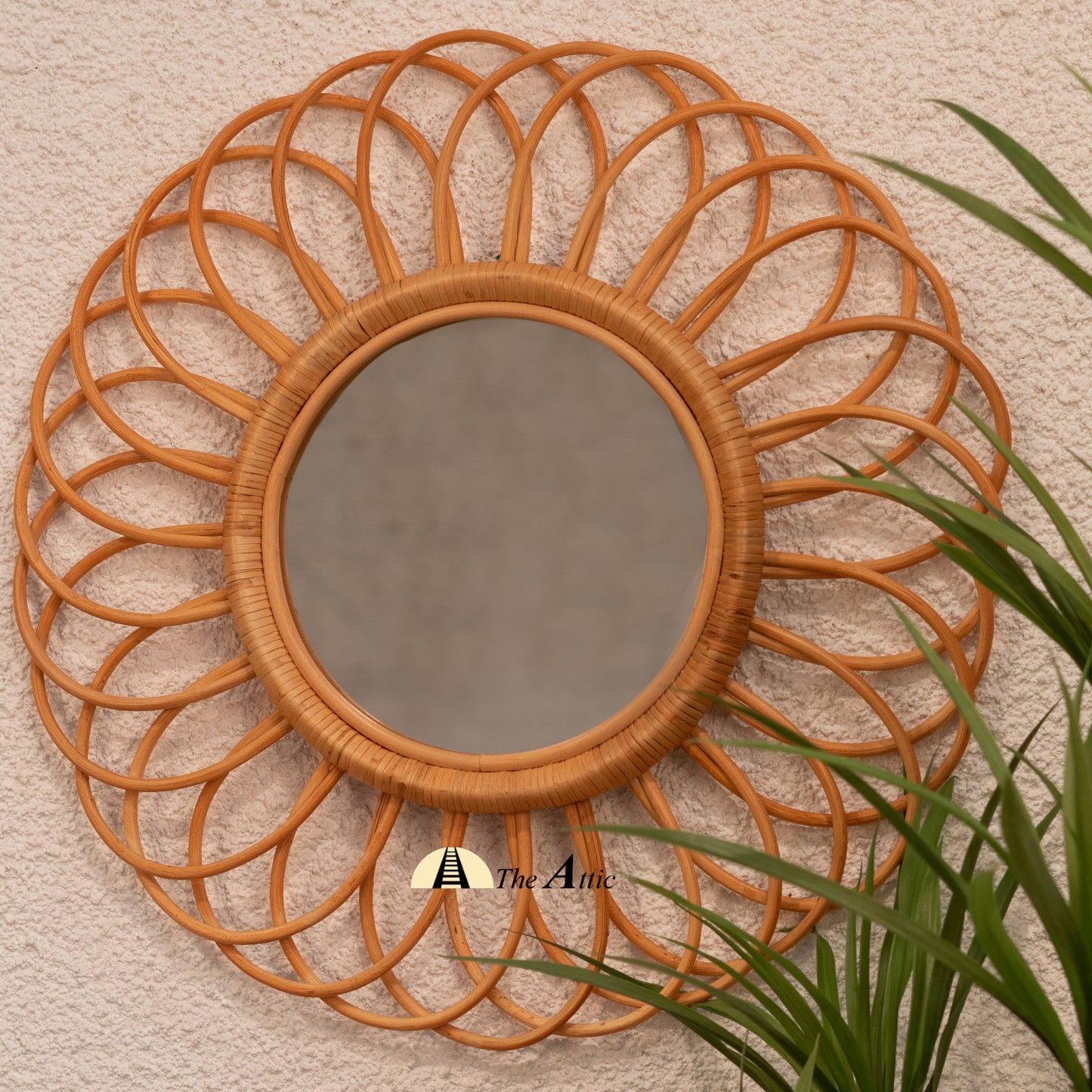 Sunflower Rattan Round Wall Mirror - The Attic Dubai