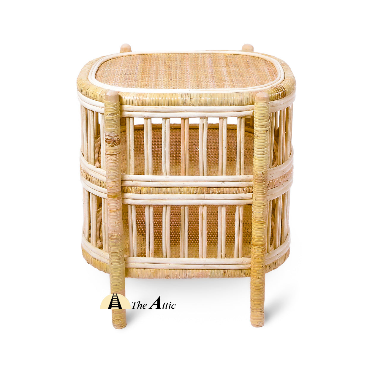 Sylvan Rattan 3-Tier Side Table / Bedside Table with 2 Shelf, Rattan Furniture - The Attic Dubai