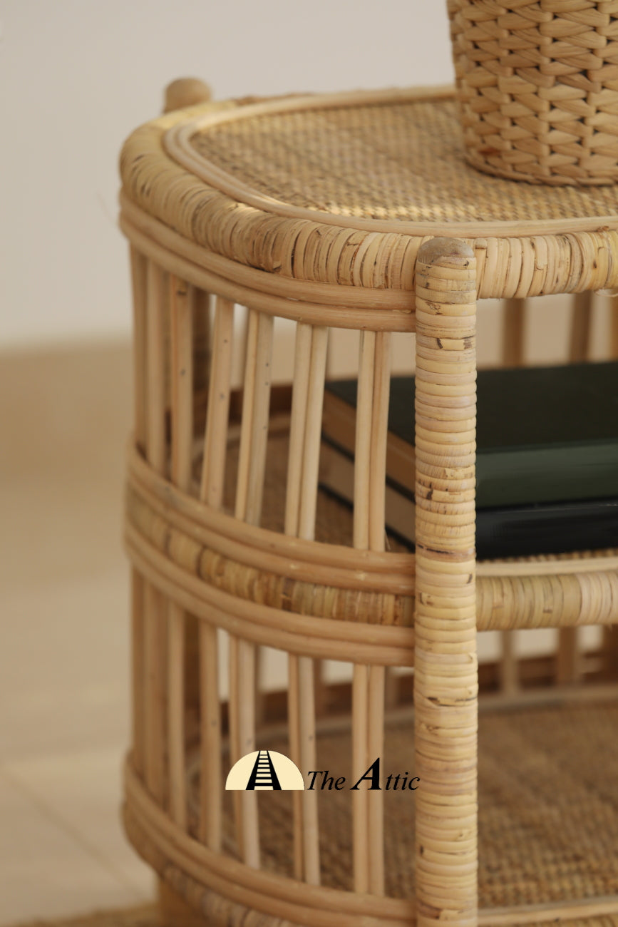 Sylvan Rattan 3-Tier Side Table / Bedside Table with 2 Shelf, Rattan Furniture - The Attic Dubai