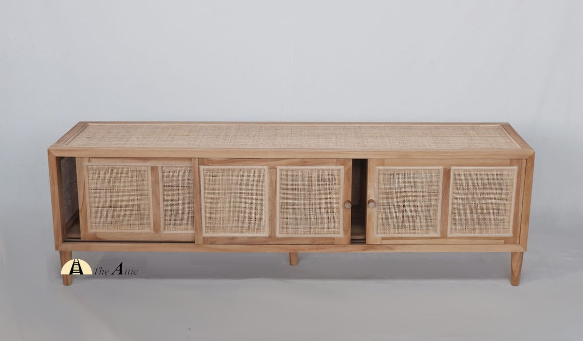 Teak and Rattan TV Cabinet, Natural Wicker Furniture - TheAttic-Dubai.com