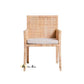 Costa Rattan Dining Chair with Wood Frame and Brass Accents, Armchair - The Attic Dubai
